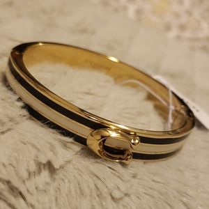 Black & white Gold plated COACH bangle bracelet
